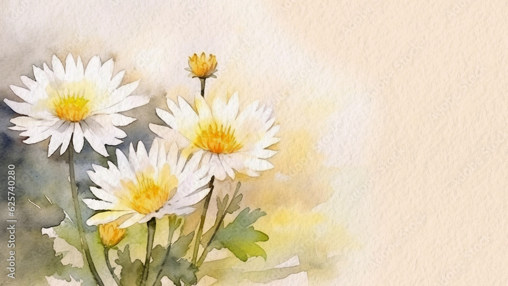 Obraz premium Abstract Floral Yellow Delosperma Flower Watercolor Background On Paper