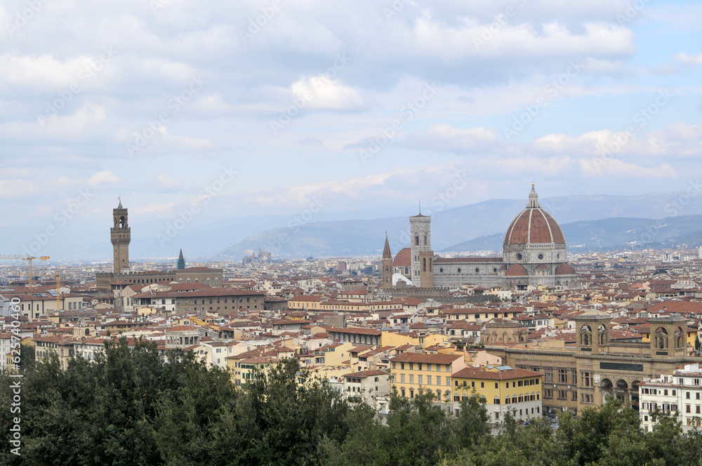 Vew of Palazzo Vecchio And Cathedral of Saint Mary of the Flower In Florence, Italy