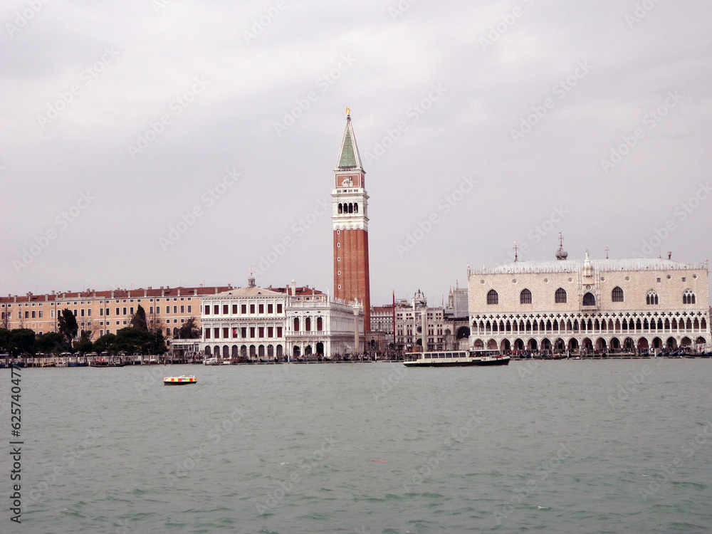 A View of Saint Mark's Campanile and Palazzo Ducale At The Piazza San Marco In Venice, Italy
