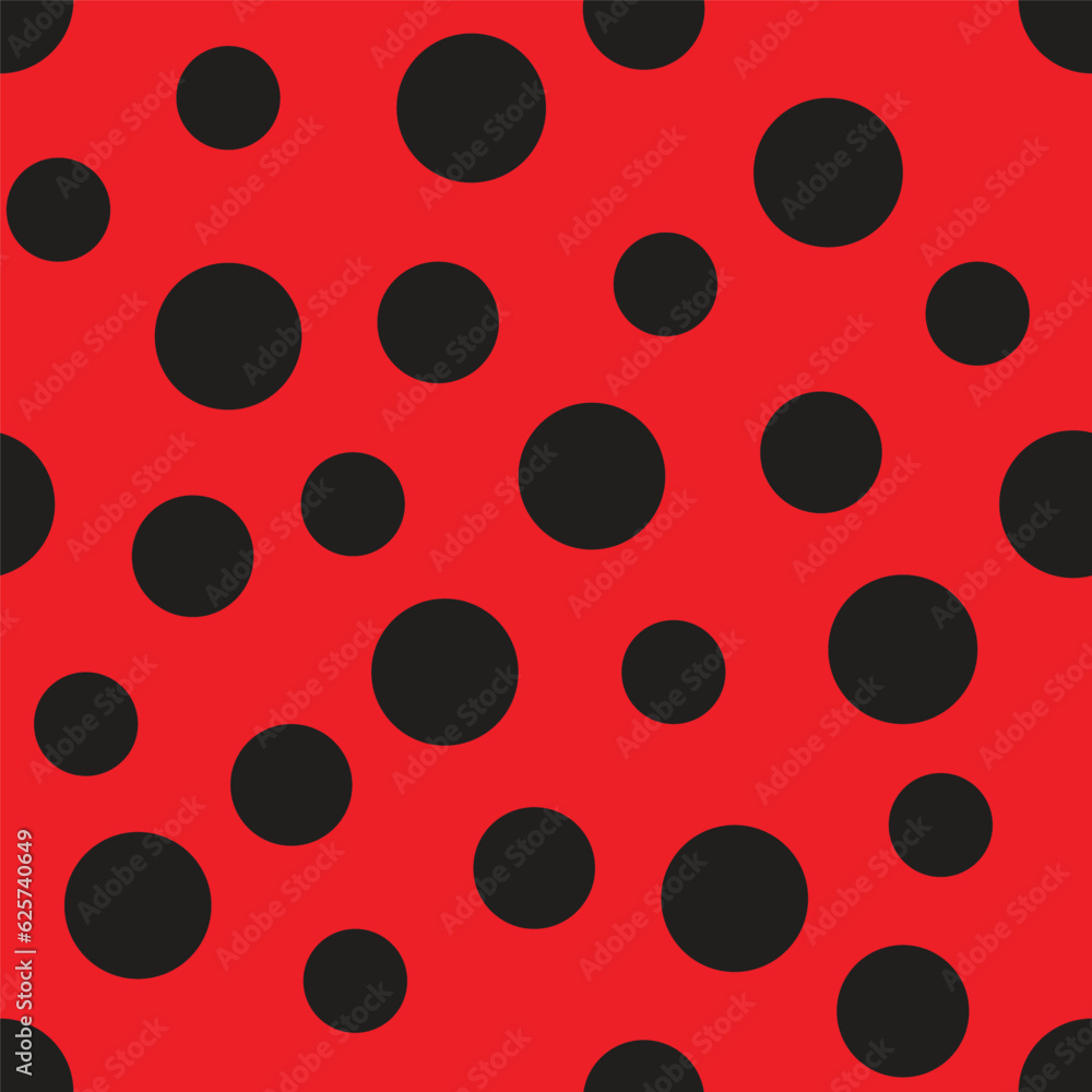 Ladybug seamless pattern with red background and black dotted spots print for textile, fashion, scrapbook paper, wallpaper. Ladybug seamless pattern with red background and black dotted spots print for textile, fashion, scrapbook paper, wallpaper.