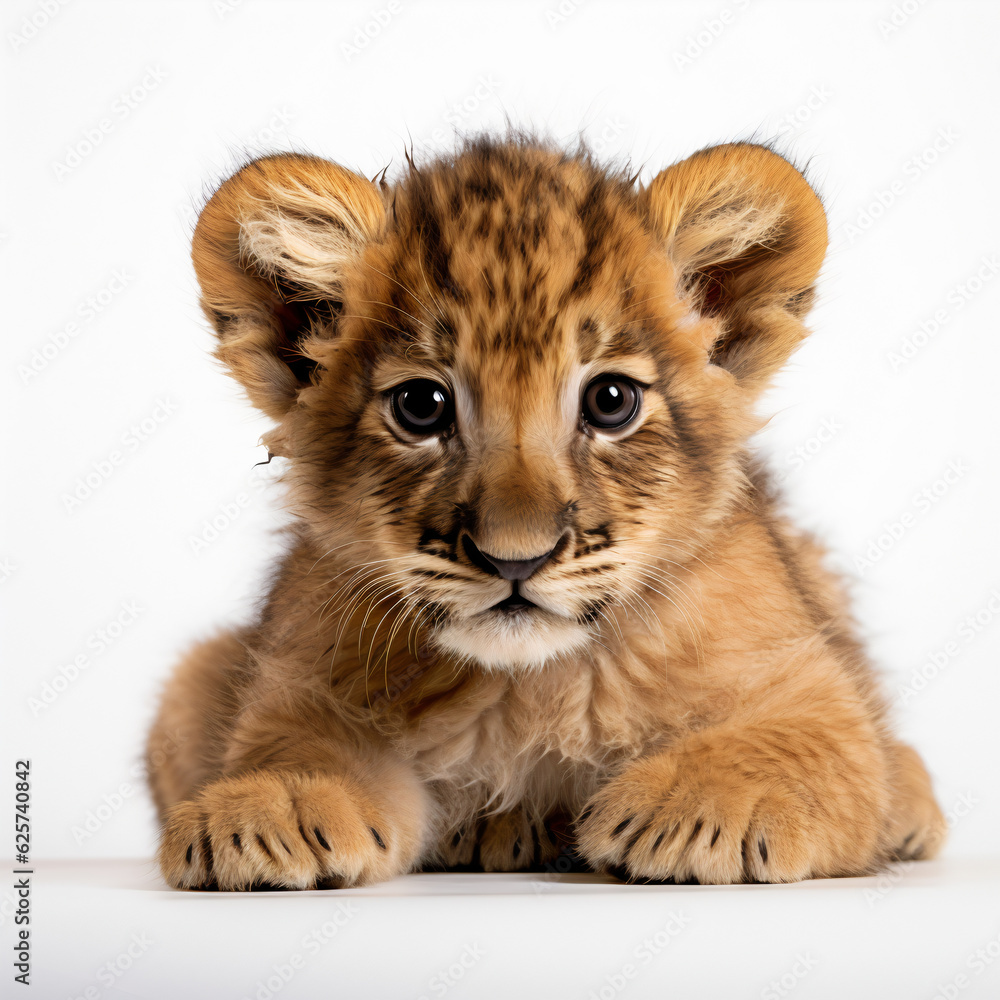 Close up of a lion cub looking directly at the camera Close up of a lion cub looking directly at the camera