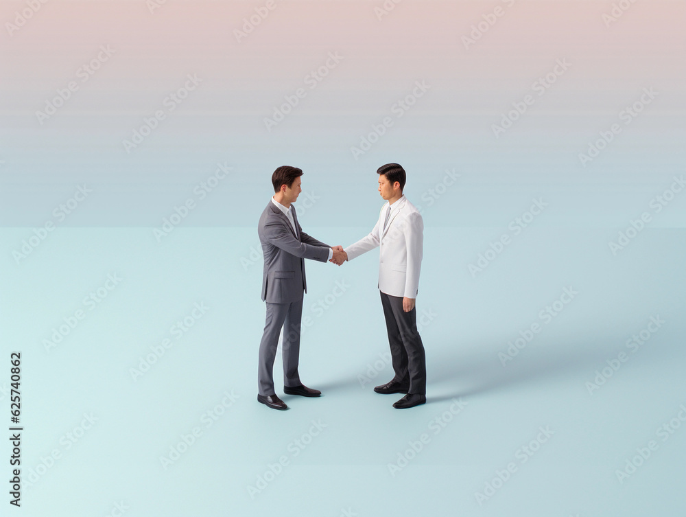 a two-businessman hand shaking in an isometric view created by generative AI a two-businessman hand shaking in an isometric view created by generative AI