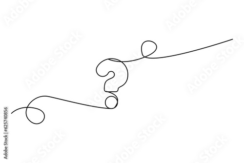 Question mark linear. One continuous line question mark. Vector illustration. stock image.