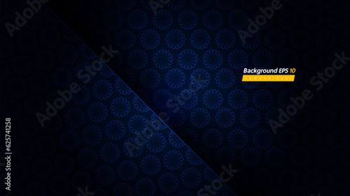 flower pattern on dark blue background, luxury design abstract royal banner template, backdrop mockup for website, stage, card