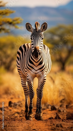 Wildlife a full body photography of a zebra in the savanna