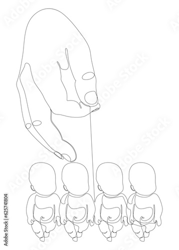 Wallpaper Mural One continuous line of hand with baby. Thin Line Illustration vector concept. Contour Drawing Creative ideas. Torontodigital.ca