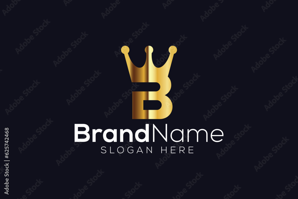 Luxurious gold letter b crown Logo design vector template Luxurious gold letter b crown Logo design vector template
