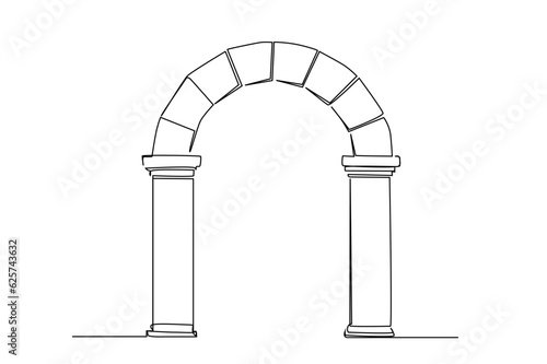 old historical greek column pillar door entrance building line art