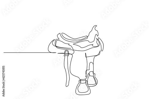 horse sitting saddle object line art