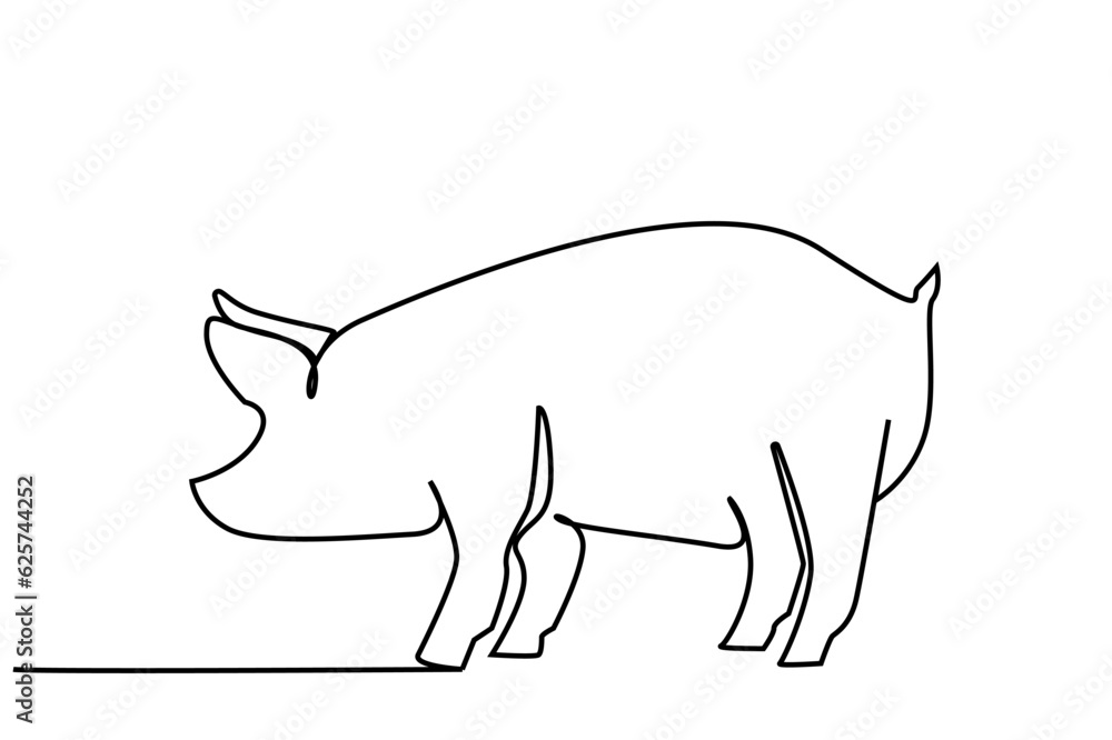 Fototapeta premium pig mammal full length body line art