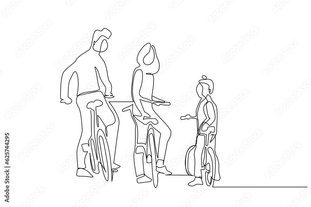 happy family mom dad and kids riding bike together activity lifestyle line art happy family mom dad and kids riding bike together activity lifestyle line art