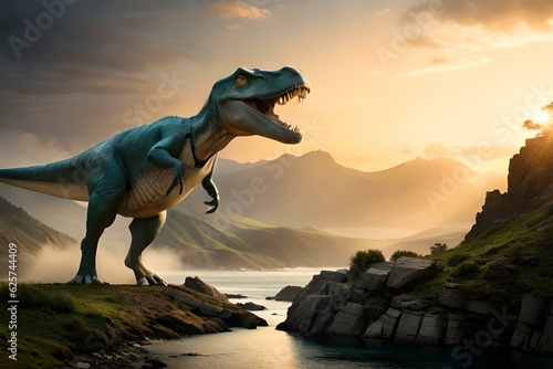 Photo tyrannosaurus rex dinosaur 3d render