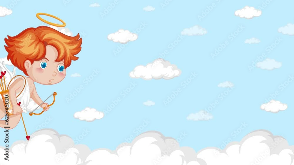 Motion Graphics of a Cupid Boy Cartoon Character with Bow and Arrow Motion Graphics of a Cupid Boy Cartoon Character with Bow and Arrow
