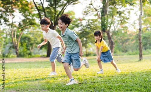 group image of asian children having fun in the park