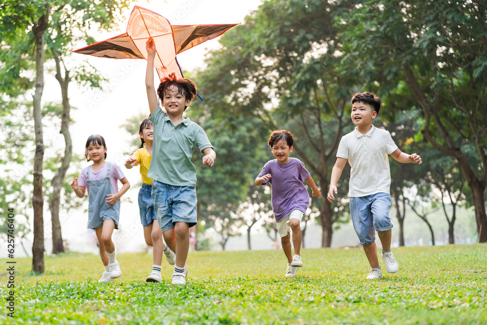 group image of cute asian children playing in the park group image of cute asian children playing in the park