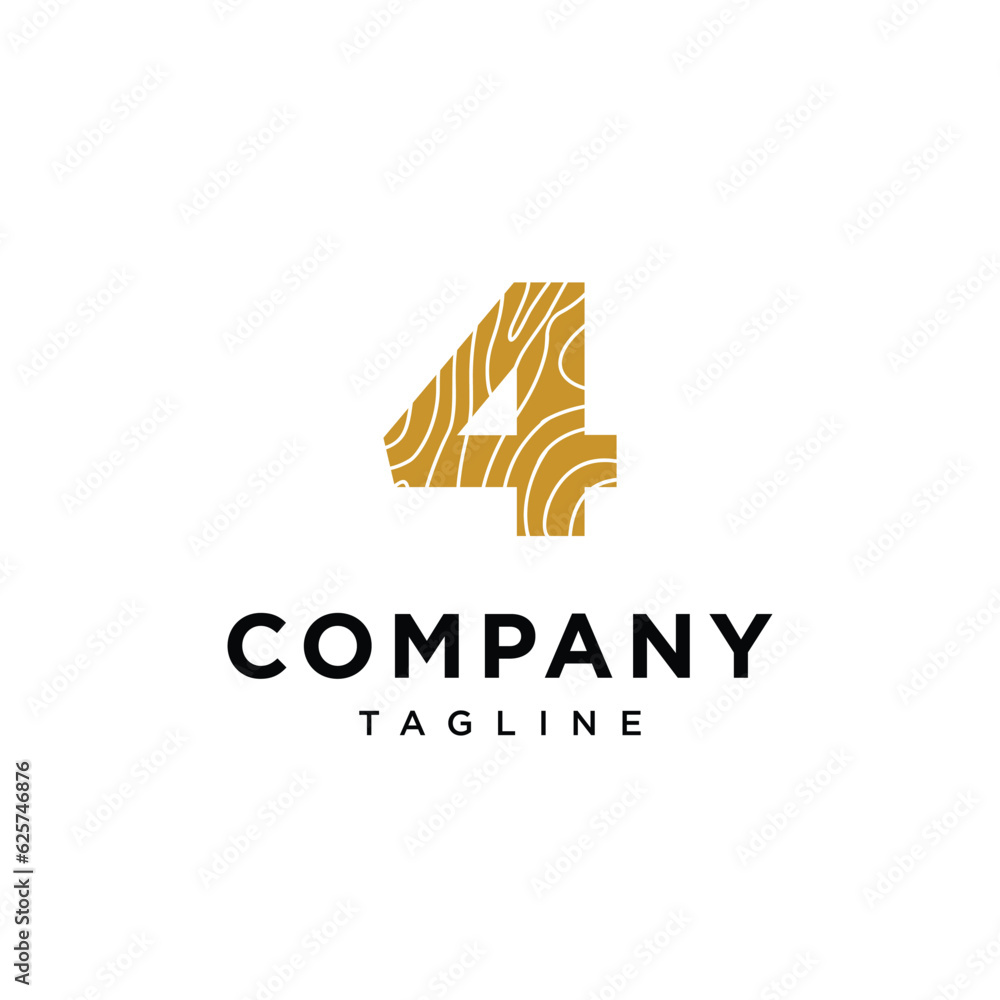 Fototapeta premium Number 4 Wood carpentry logo icon vector template.eps