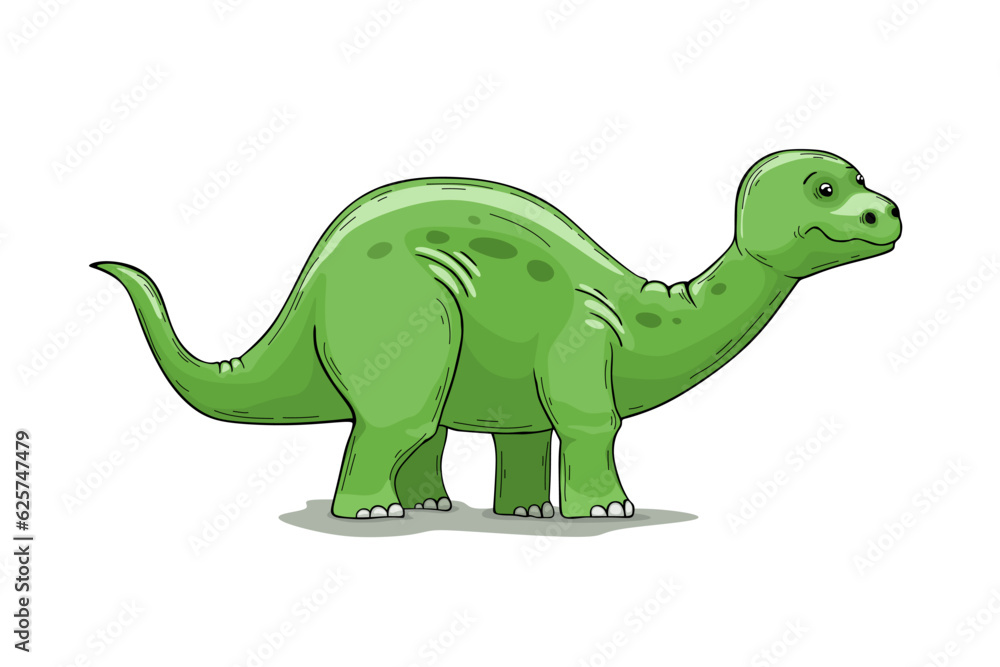 Fototapeta premium Cute green dinosaur with long neck isolated element