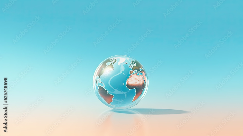 Glowing Globe with Wire frame latitude and longitude lines, Blue Global Business, copy space Glowing Globe with Wire frame latitude and longitude lines, Blue Global Business, copy space