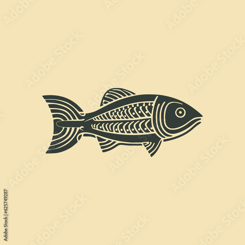 simple fish ancient pattern logo vector illustration template design