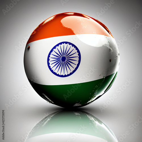 indian flag on a sphere, indian flag, tricolor, orange white and green