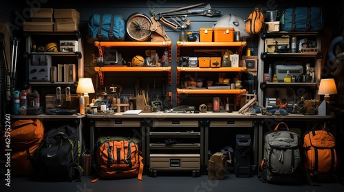 Orderly Garage: A Tidy Haven with Organized Shelves