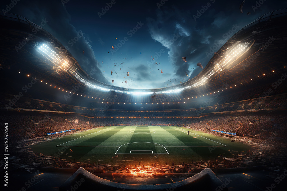 Large football stadium under night sky