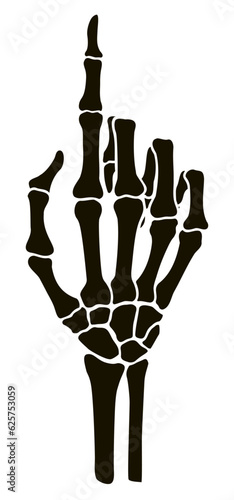 Skeleton bone pointing the index finger hand sign