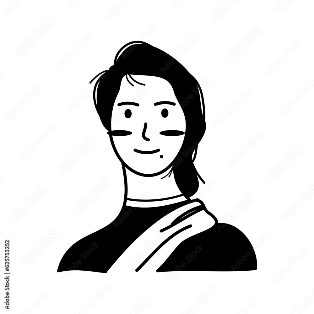Cute beautiful smile women doodle icon flat vector design Cute beautiful smile women doodle icon flat vector design