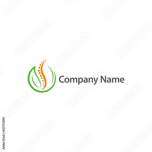 Backbone heal organic health leaf logo vector image
