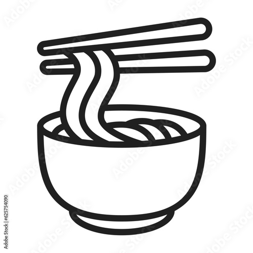 drawing of chopsticks picking up noodles, Asian food symbols