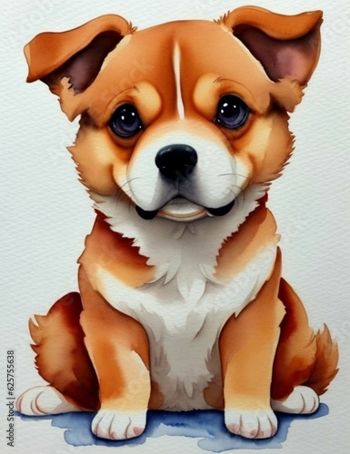 Beauty dog isolated - Watercolor illustration photo