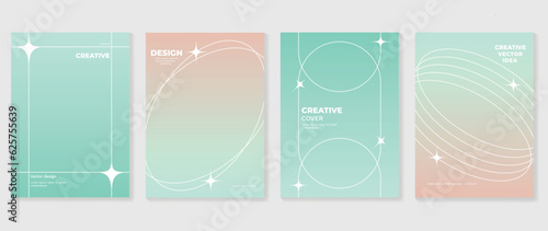 Fluid gradient background vector. Cute and minimal style posters with colorful, geometric shapes, frame, sparkle and liquid color. Modern wallpaper design for social media, idol poster, banner, flyer.