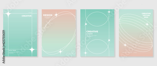 Fluid gradient background vector. Cute and minimal style posters with colorful, geometric shapes, frame, sparkle and liquid color. Modern wallpaper design for social media, idol poster, banner, flyer.