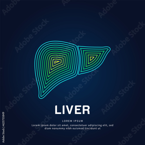 Human liver medical structure. Creative simple line art Vector logo liver silhouette on a dark background. liver care logo vector template suitable for organization, company, or community. EPS 10