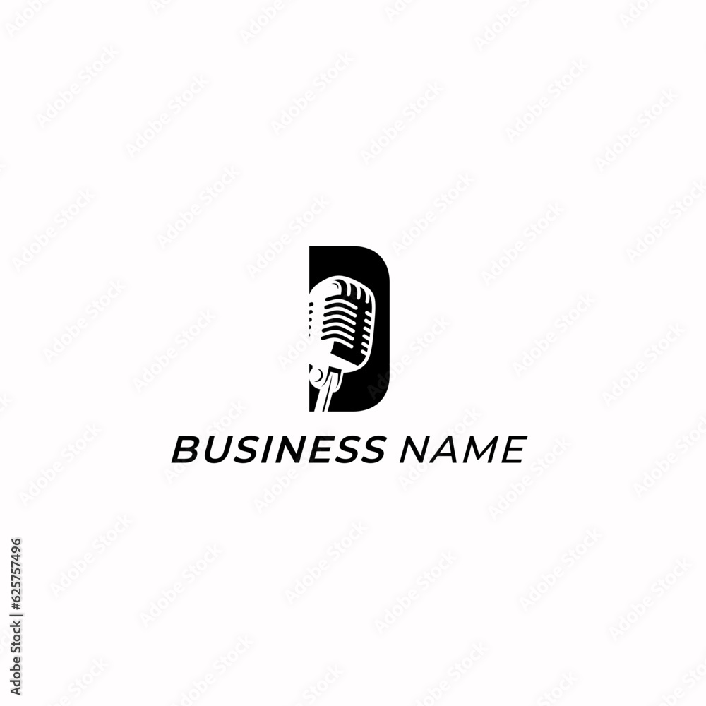 design logo combine podcast and letter D design logo combine podcast and letter D
