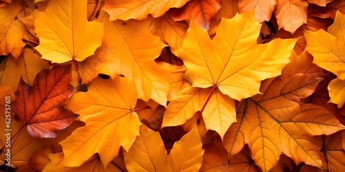 Background group autumn orange leaves  AI generative