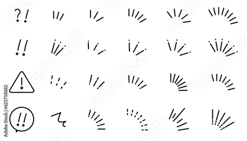 感嘆符（エクスクラメーションマーク）と強調・注目、マークのイラストセット　ビックリマーク　exclamation mark