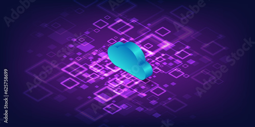 Cloud computing technology design concept abstract background in isometric style.