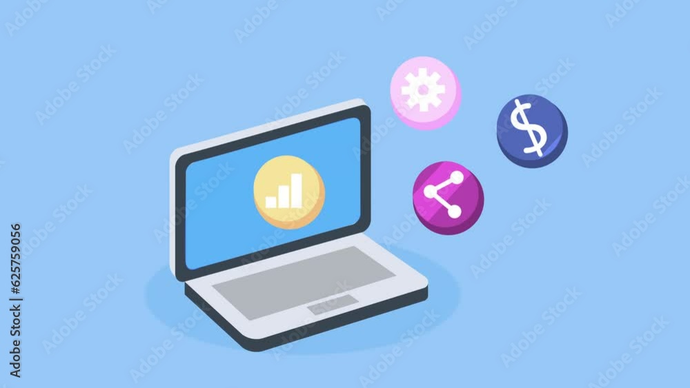 laptop computer portable with social media animation laptop computer portable with social media animation
