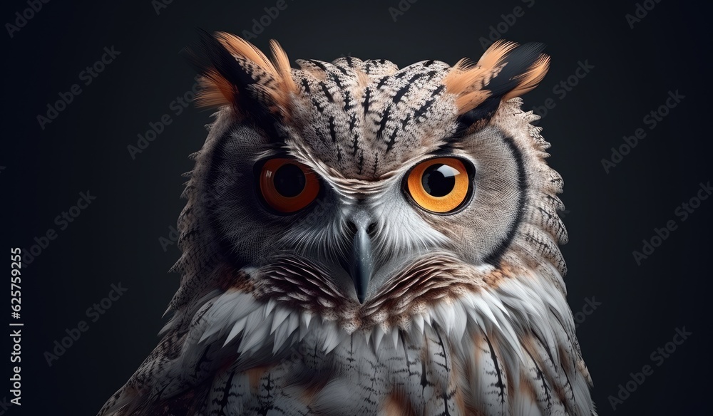Portrait of owl. Generative AI Portrait of owl. Generative AI