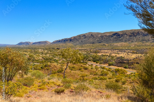 Panoramic view of Kata Tjuta / Mount Olga area and the Western Desert. photo