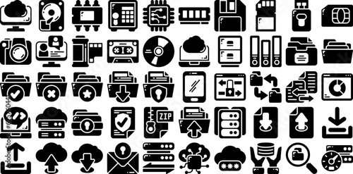Data Storage Glyph Icon Set. Perfect for Graphic Design, Mobile, UI, and Web Masterpieces