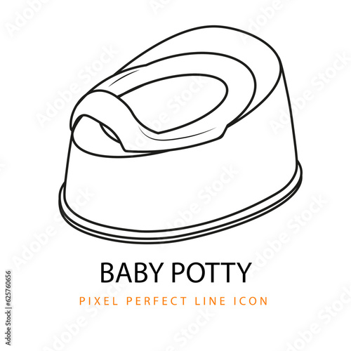 Baby Potty Icon Line Art Pixel Perfect Infant Baby Coloring Page