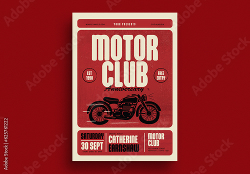 Red Retro Motor Club Flyer (ID: 625761222)