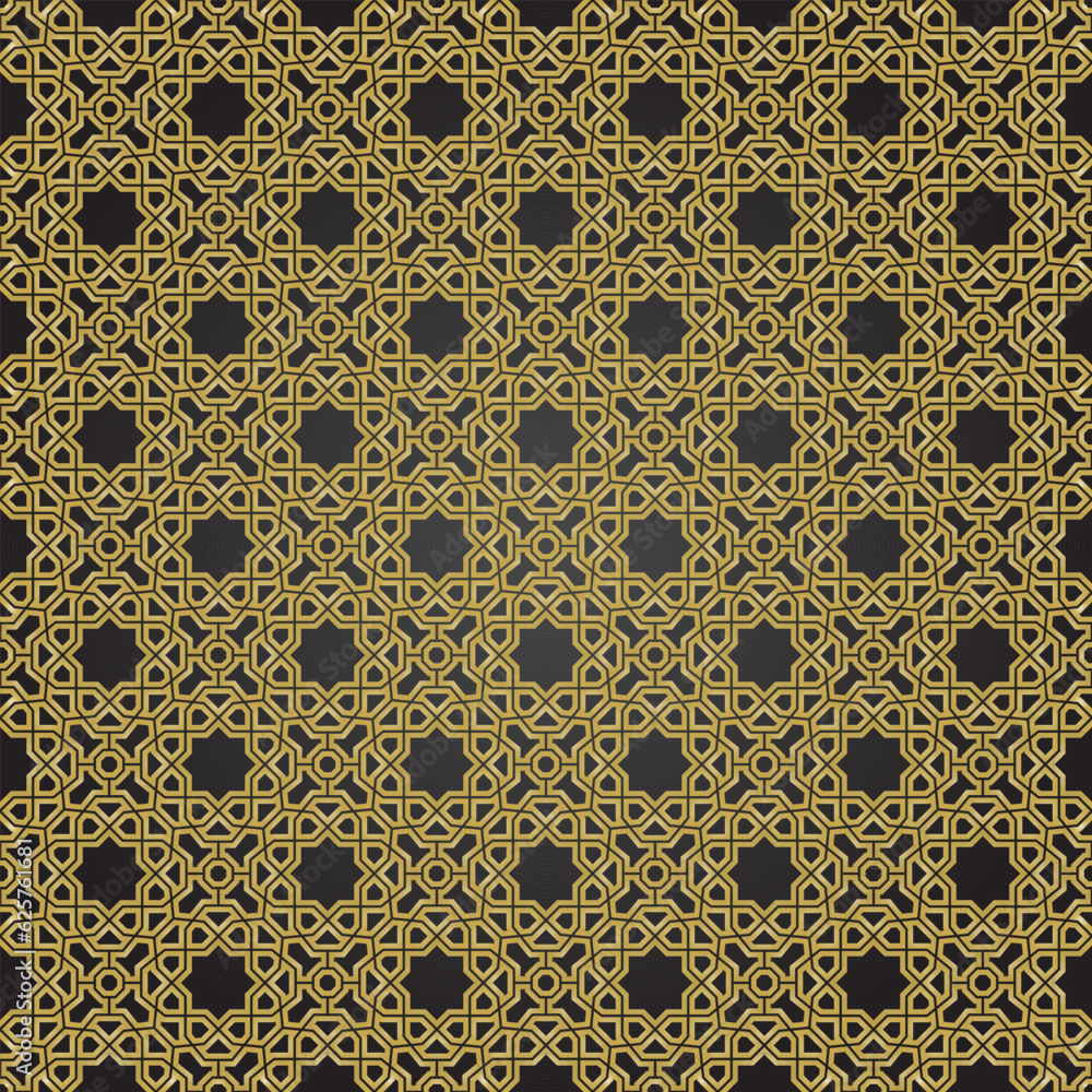 Seamless vector ornament in arabian style. Geometric abstract black and ...