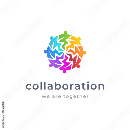 Colorful teamwork and collaboration logo diversity people 