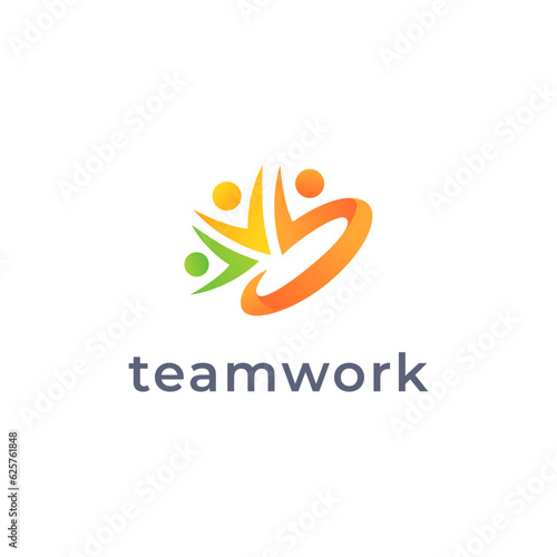 Colorful teamwork and collaboration logo diversity people 