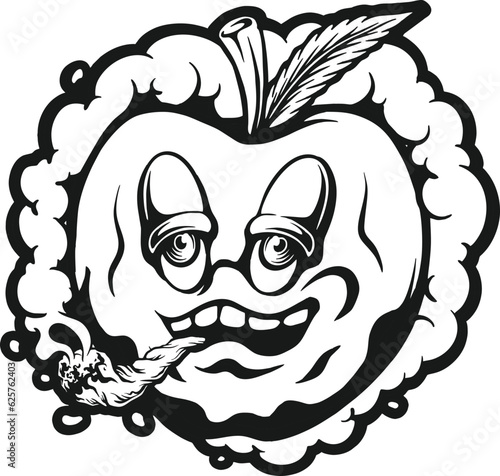 Puffing paradise delightful experience cherry and cannabis outline. vector illustrations for your work logo, merchandise t-shirt, stickers and label designs, poster, greeting cards advertising photo