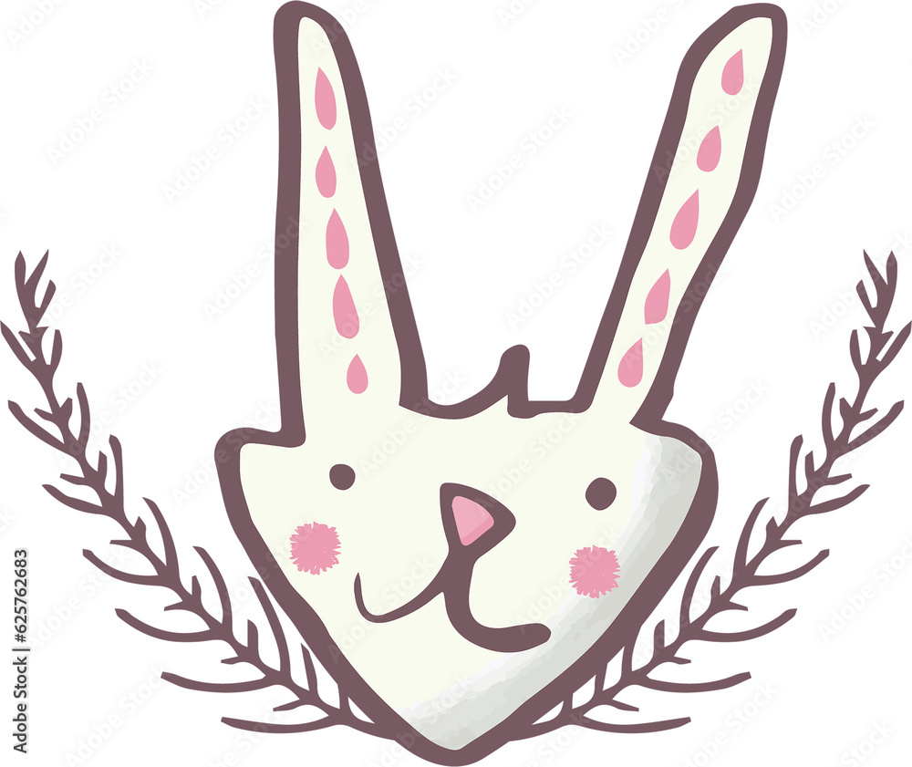 Naklejka premium Digital png illustration of white bunny head on transparent background