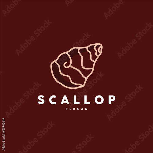 Seashell Logo, Inspirational Scallop Design With Pearl, Ocean Animals, Vector Jewelry Luxury Shell Beauty And Cosmetic